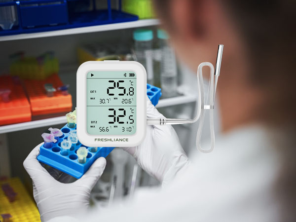 Ble temperature and humidity recorder for laboratory refrigerators